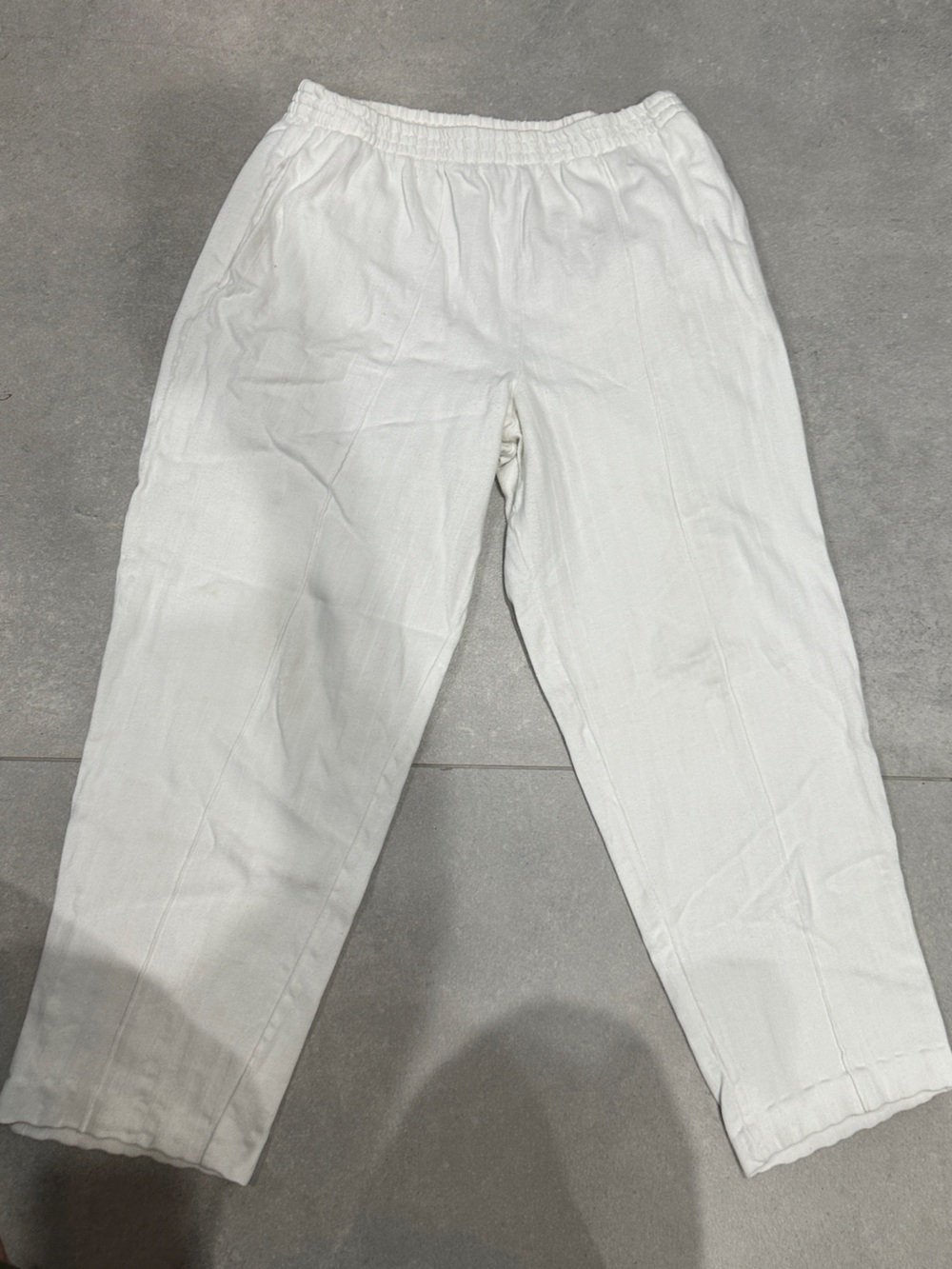Women’s White Cotton Relaxed Pants Size M